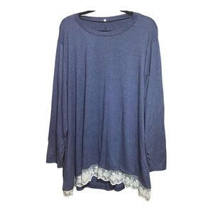 Women's Blue Lace Hem Top 22W